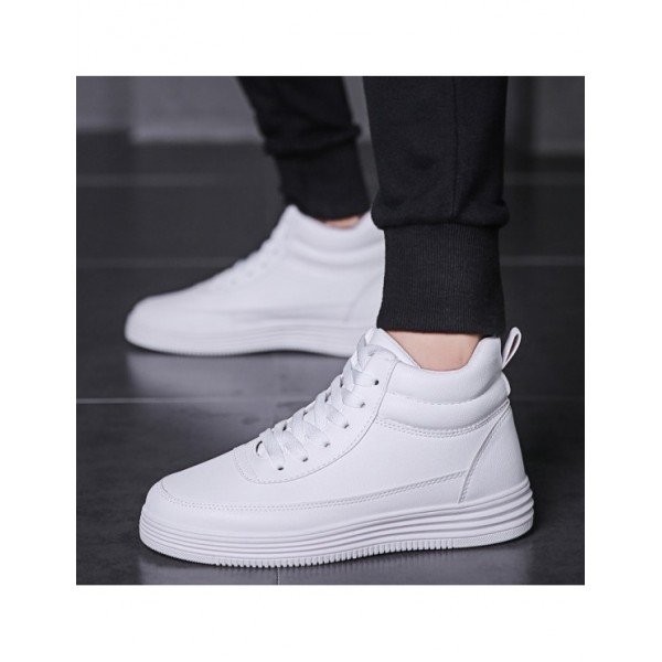 Autumn And Winter 2023 Men’s Shoes Lovers All White Shoes High Top Board Shoes 