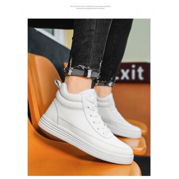 Autumn And Winter 2023 Men’s Shoes Lovers All White Shoes High Top Board Shoes 