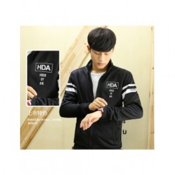 Spring And Autumn New Men’s Casual Sweater Korean Stand Collar Slim Fit Sports Suit Printed Running Baseball Uniform 