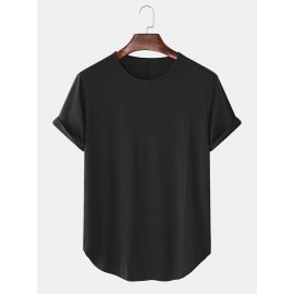 Solid Color Round Neck Short Sleeve Casual T-Shirts