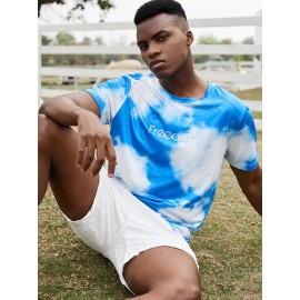 Mens Freedom Cloud Sky Print Short Sleeve Blue T-Shirts