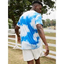 Mens Freedom Cloud Sky Print Short Sleeve Blue T-Shirts