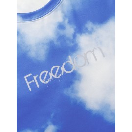 Mens Freedom Cloud Sky Print Short Sleeve Blue T-Shirts