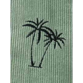 Mens Corduroy Coconut Tree Pattern Hooded Drawstring T-Shirts