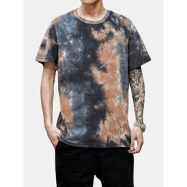 Tie-Dye Cotton Mens Short Sleeve Breathable T-Shirts