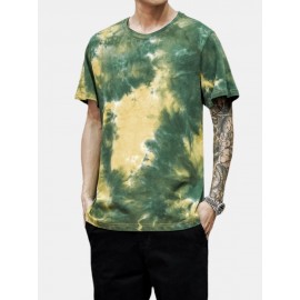 Tie-Dye Cotton Mens Short Sleeve Breathable T-Shirts