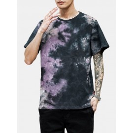 Tie-Dye Cotton Mens Short Sleeve Breathable T-Shirts