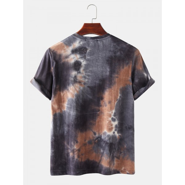 Tie-Dye Cotton Mens Short Sleeve Breathable T-Shirts 