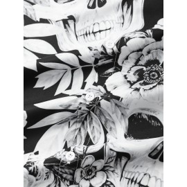 Mens Head Halloween Floral Short Sleeve Shirt