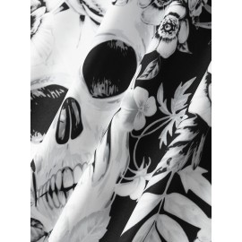 Mens Head Halloween Floral Short Sleeve Shirt