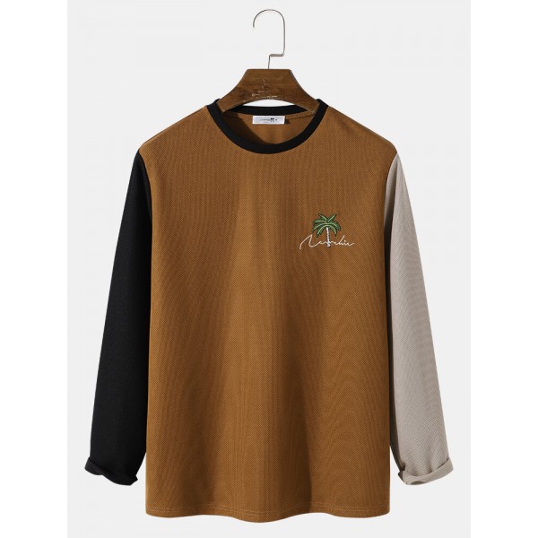 Mens Casual Embroidery Long Sleeve T-Shirts