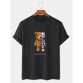 Mens 100% Cotton Bear Graphics Short Sleeve T-Shirt