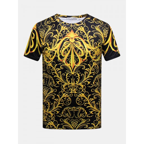 Summer Stylish Mens 3D Royal Printing Casual O-neck Short Sleeve T-shirt 