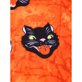 Mens Halloween Style Cat Cartoon Round Neck Short Sleeve Casual T-Shirts