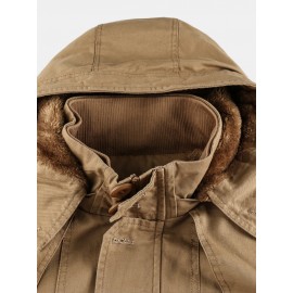 Mens Cotton Zipper Through Pocket Thick Hooded Jackets