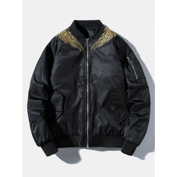 Mens Phoenix Back Embroidered Chinese Style Baseball Collar Jacket 