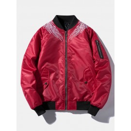 Mens Phoenix Back Embroidered Chinese Style Baseball Collar Jacket