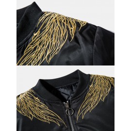 Mens Phoenix Back Embroidered Chinese Style Baseball Collar Jacket