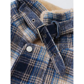 Mens Plaid Warm Fleece Lined Thicken Pocket Long Sleeve Jacket