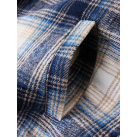 Mens Plaid Warm Fleece Lined Thicken Pocket Long Sleeve Jacket