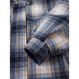 Mens Plaid Warm Fleece Lined Thicken Pocket Long Sleeve Jacket