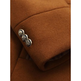 Mens Autumn Winter Casual Slim Fit Stand Collar Scarf Detachable Stylish Woolen Overcoat Jacket