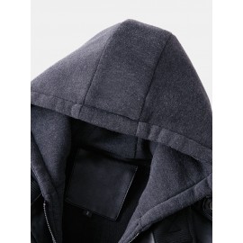 Mens Hooded Zipper Pocket Washing PU Leather Jackets