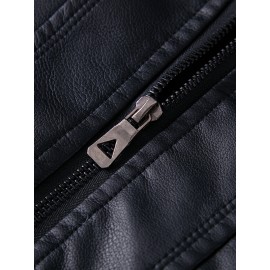 Mens Hooded Zipper Pocket Washing PU Leather Jackets