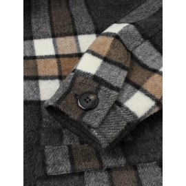 Mens Design Plaid Thicken Long Sleeve Warm Duffle Jacket With Pocket