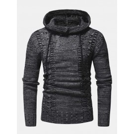 Mens Vintage Half Double Breasted Zipper Knitting Warm Hooded Sweaters