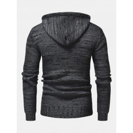 Mens Vintage Half Double Breasted Zipper Knitting Warm Hooded Sweaters