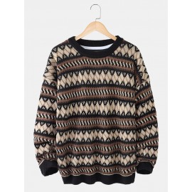 Mens Graphics Knitted Warm Drop Shoulder Pullover Casual Sweaters