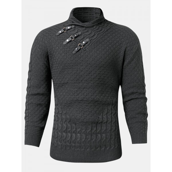 Mens High Neck Long Sleeve Casual Knitted Pullover Sweaters 