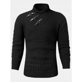 Mens High Neck Long Sleeve Casual Knitted Pullover Sweaters