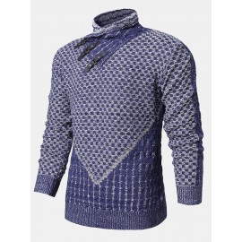 Mens High Neck Long Sleeve Casual Knitted Pullover Sweaters