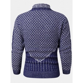 Mens High Neck Long Sleeve Casual Knitted Pullover Sweaters