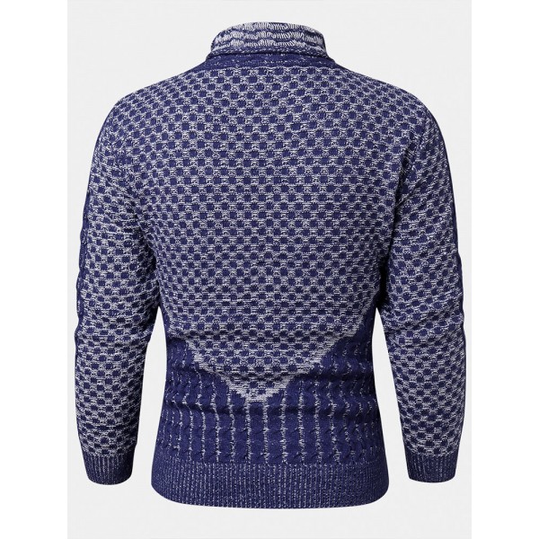 Mens High Neck Long Sleeve Casual Knitted Pullover Sweaters 