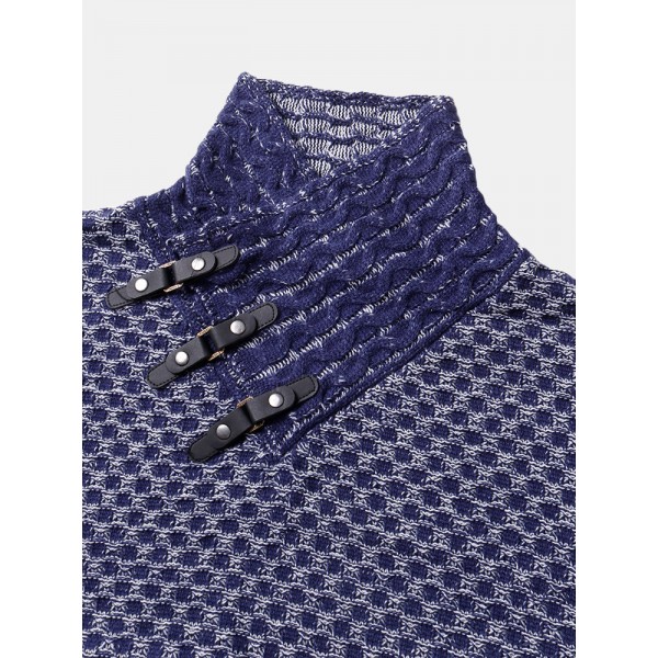 Mens High Neck Long Sleeve Casual Knitted Pullover Sweaters 