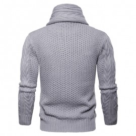 Men's Casual Knit Flexible Breathable Thickened Buttons Solid Color Winter Long Sleeve Sweaters