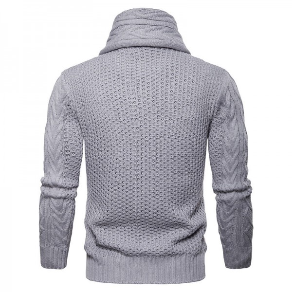 Men's Casual Knit Flexible Breathable Thickened Buttons Solid Color Winter Long Sleeve Sweaters 