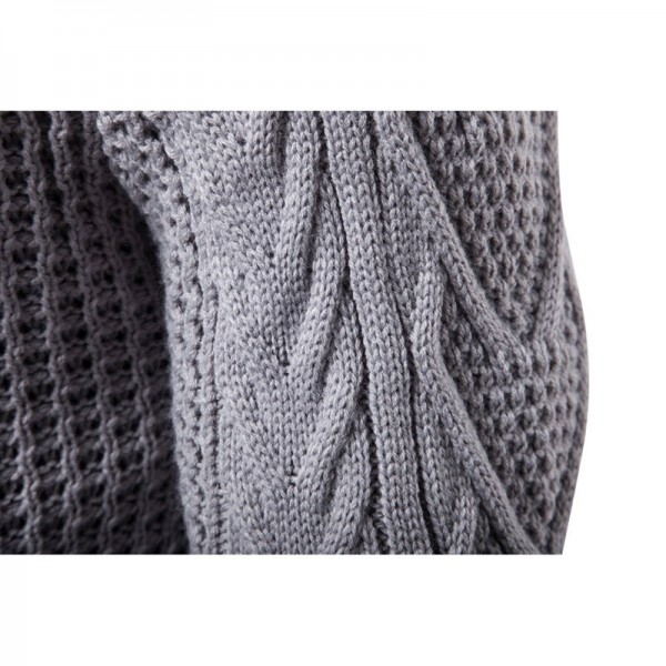 Men's Casual Knit Flexible Breathable Thickened Buttons Solid Color Winter Long Sleeve Sweaters 