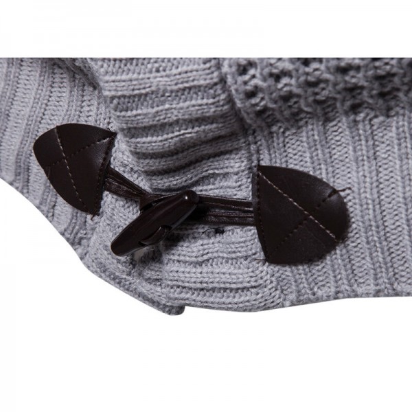 Men's Casual Knit Flexible Breathable Thickened Buttons Solid Color Winter Long Sleeve Sweaters 