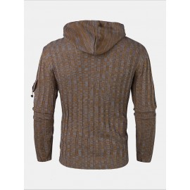 Mens Cable Knitted Toggle Front Warm Hooded Sweaters