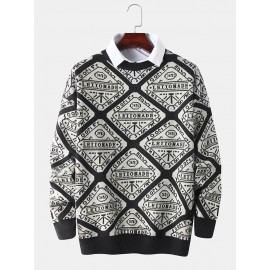 Mens Graphics Knitting Pullover Long Sleeve Casual Sweaters