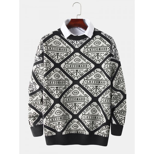 Mens Graphics Knitting Pullover Long Sleeve Casual Sweaters 