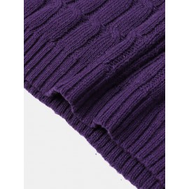 Mens Cable Solid Color Long Sleeve Warm Knitting Hooded Sweaters