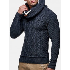 Mens Turtleneck Cable Warm Long Sleeve Knitted Sweaters