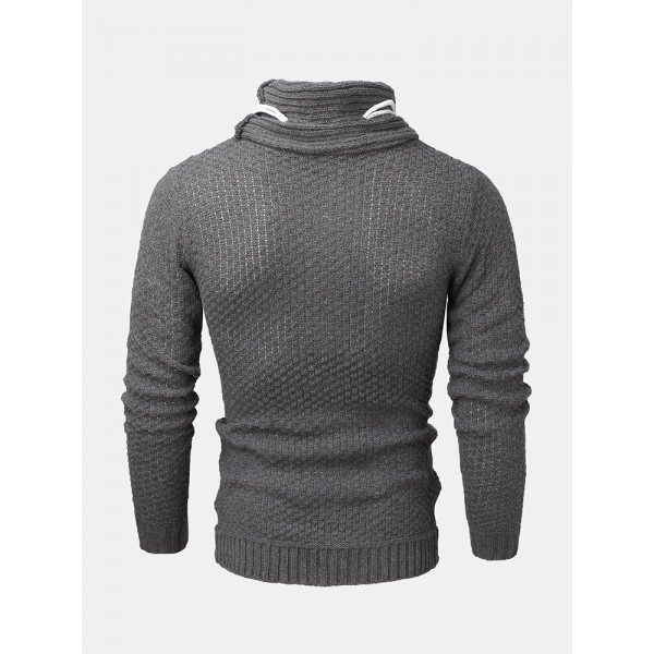 Mens Turtleneck Cable Warm Long Sleeve Knitted Sweaters 