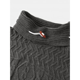 Mens Turtleneck Cable Warm Long Sleeve Knitted Sweaters