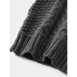 Mens Turtleneck Cable Warm Long Sleeve Knitted Sweaters